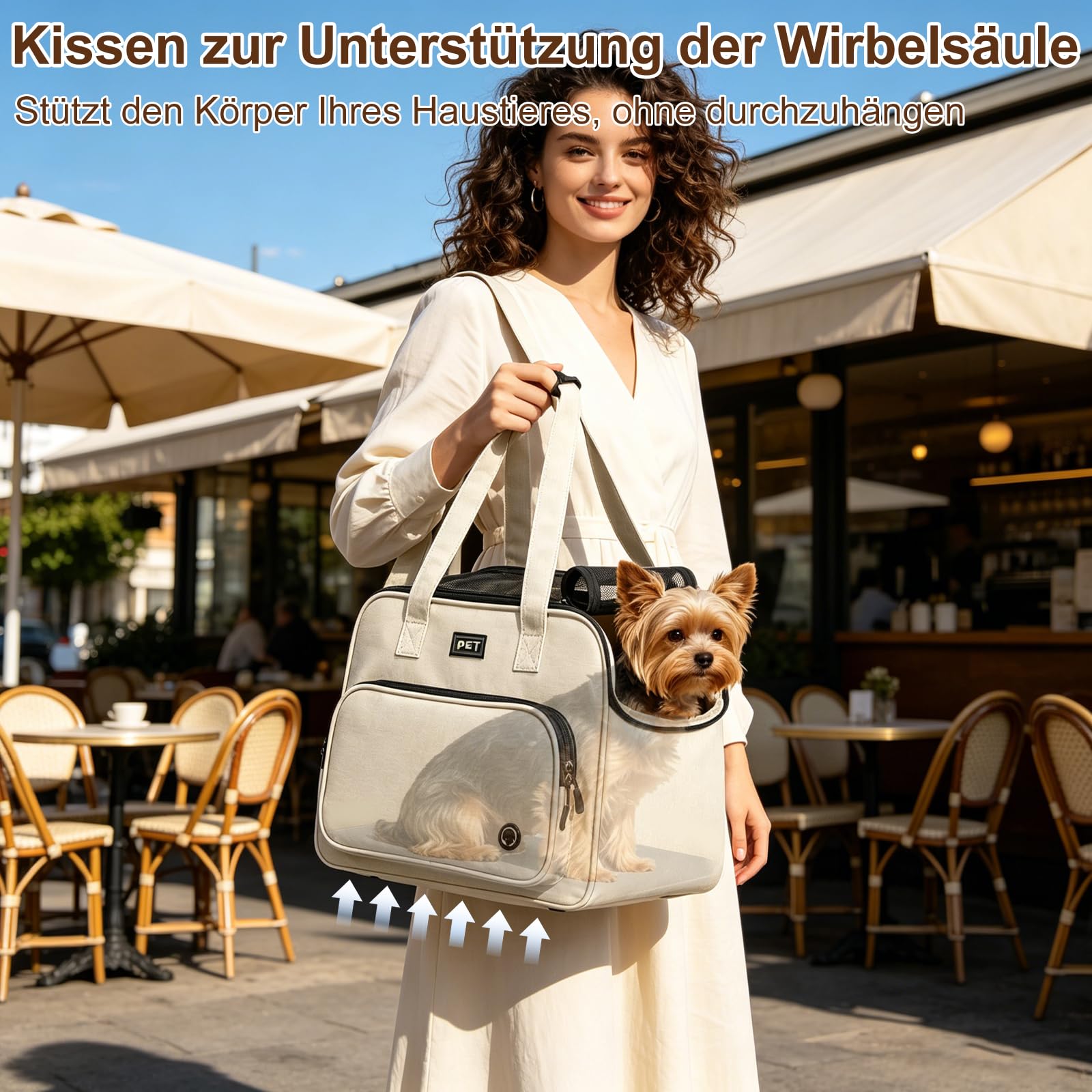 Hundetasche für Kleine Hunde, Tragetasche Hund für Kleine Hunde bis 6.5kg, Leichte Atmungsaktive Haustiertasche, Modische Handtasche für Reisen, Outdoor und Camping
