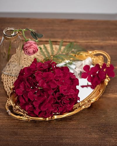 Miniatura 4 de DuHouse Cabezas de flores de hortensias de seda de 8.7 pulgadas con tallos de hortensias falsas para bricolaje, centro de mesa de boda, decoración