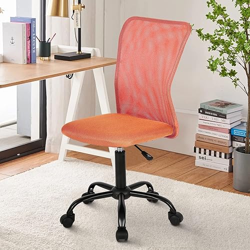 Miniatura 9 de Silla de oficina ergonómica de escritorio, silla de computadora con respaldo medio, altura ajustable, moderna silla giratoria sin brazos con soporte