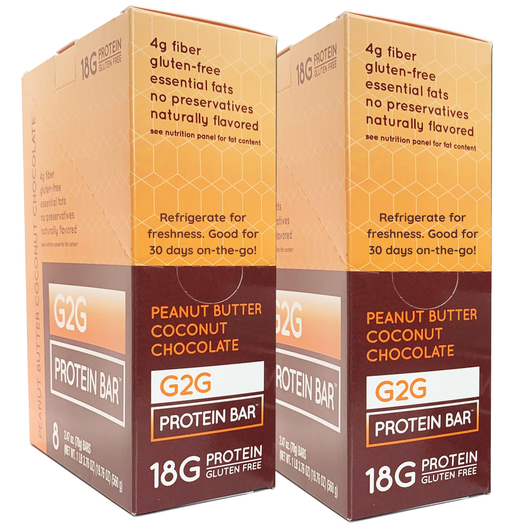 Protein Bar, Peanut Butter Coconut Chocolate, Real Food, Refrigerated for Freshness, Whey Protein, Healthy Snack, Delicious Meal Replacement, Gluten-Free, 16 Count (2 Packs of 8)