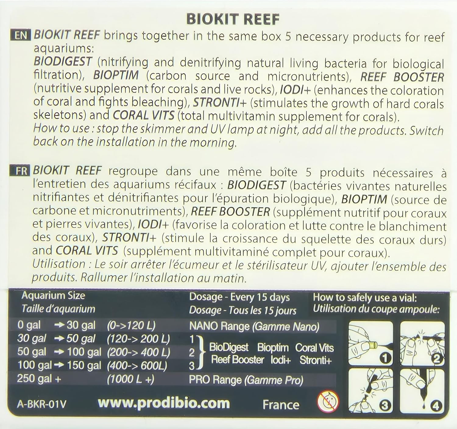 Prodibio Bio Reef Kit Nano, Saltwater Maintenance, 30/ 1mL nano vial, up to 30 gal