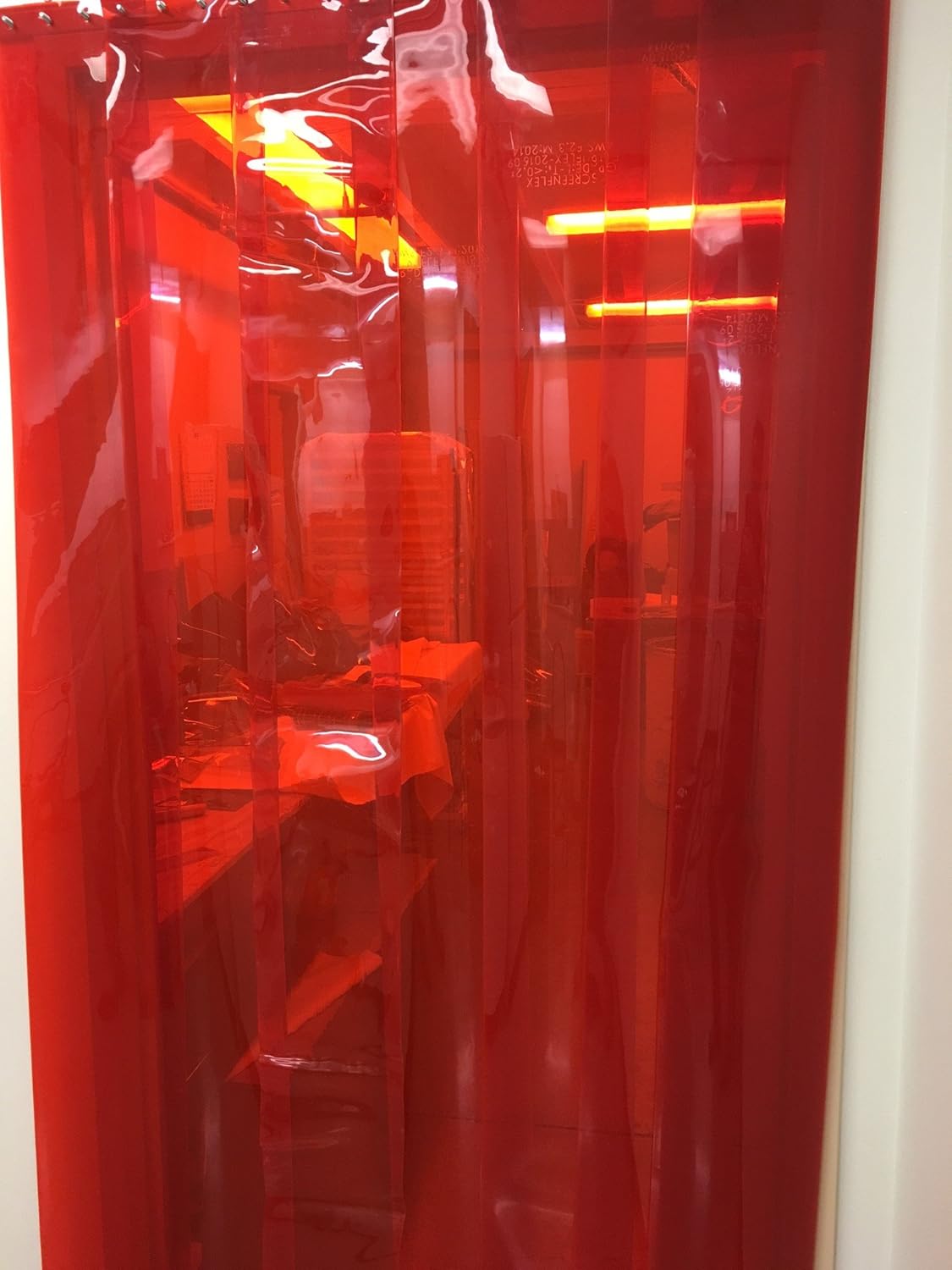 – Strip Door Curtain Kit - 36 in. (3 ft) Width X 108 in. (9 ft) Height - Aztec Red Welding 8” Wide x .08 Thick PVC Strips with 50% Overlap – Complete Plastic Strip Door Kit(Hardware Included)