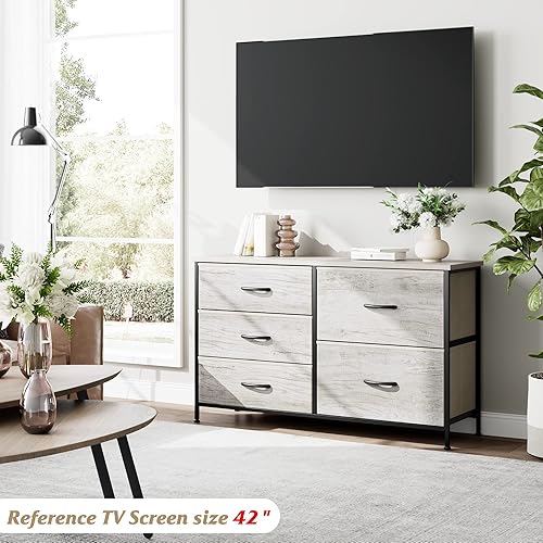 Miniatura 10 de Nicehill Cómoda para dormitorio con 5 cajones, organizador de cajones de almacenamiento, cómoda ancha para armario, ropa, niños, guardería, soporte