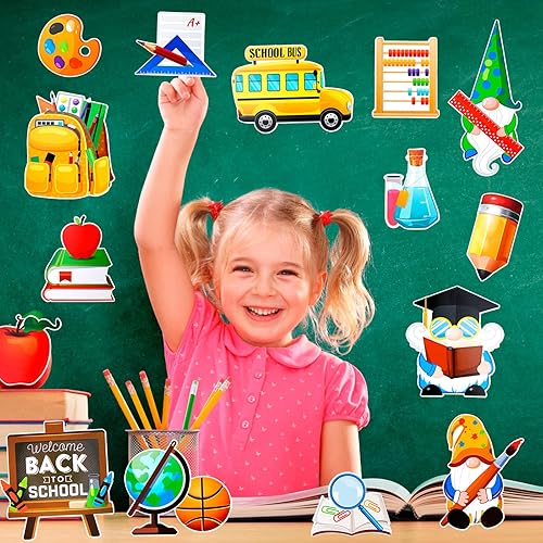 Miniatura 4 de HOWAF 32 piezas de decoración de tablón de anuncios de bienvenida a la escuela, recortes de regreso a clases para el primer día de escuela,