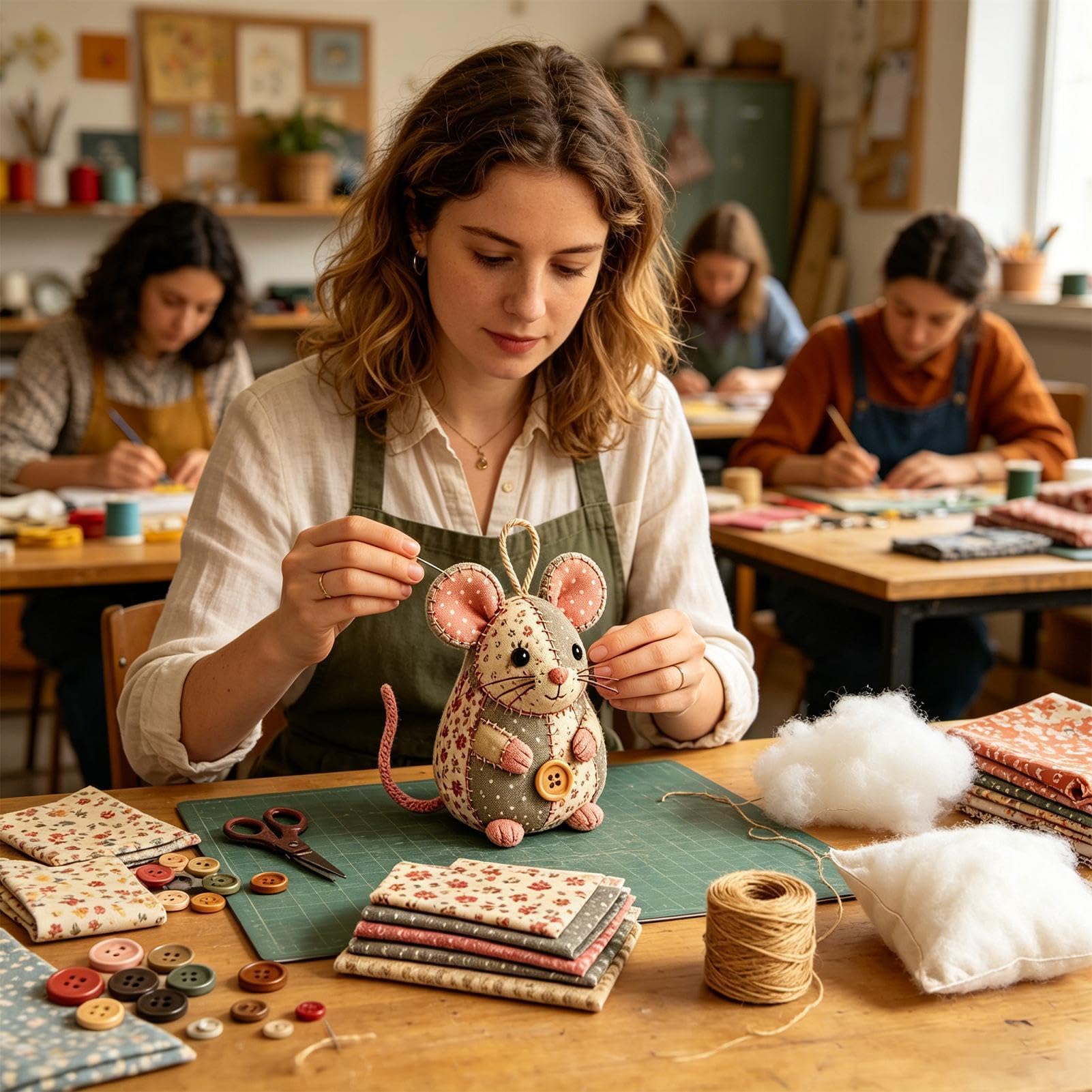 Kit de costura de ratón para principiantes, kit de arte para hacer adornos de animales 3D para adultos, aficionados, diversión familiar, cumpleaños, vacaciones