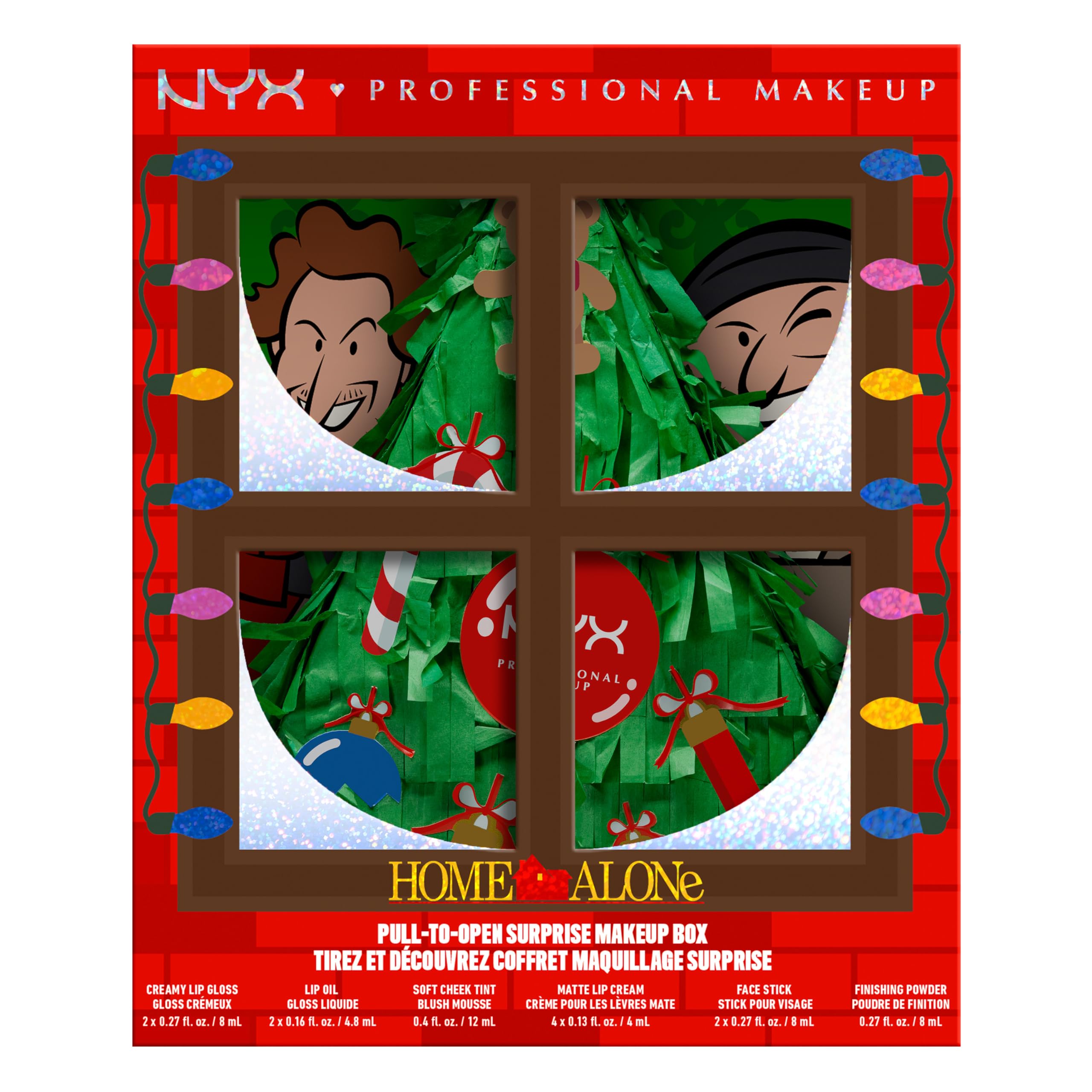NYX Professional Makeup Home Alone Falling Presents Coffret Maquillage | Brillants à lèvres inclus, Fards à paupières et blush, Application précise au pinceau, Coffret complet