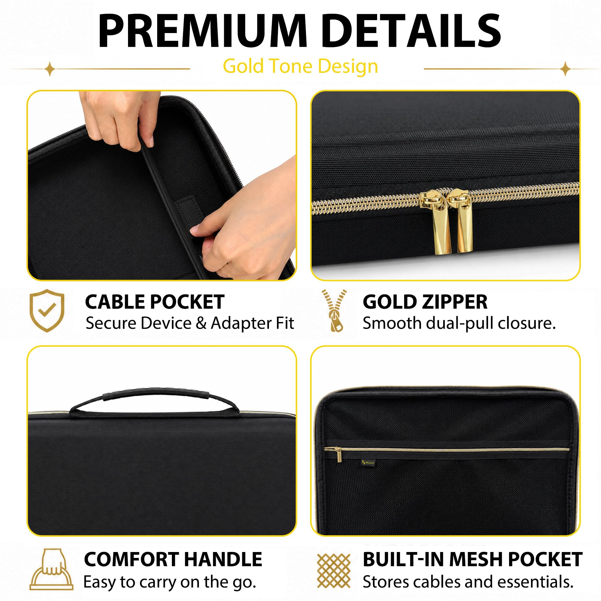 Musiin Custodia per controller tastiera MIDI di alta qualità, compatibile con Akai Mini IV, Arturia MiniLab 3, MiniLab MkII, sintetizzatore a 25 tasti, custodia protettiva portatile con tracolla (Gold