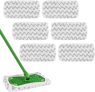 Reusable Microfiber Mop Pads Compatible with Swiffer Sweeper Mop Heavy Duty Scrubby Microfiber Mop Cover Multi-Surface Cleaning Wet Dry Refills for All Hard-Floor - 6Pack
