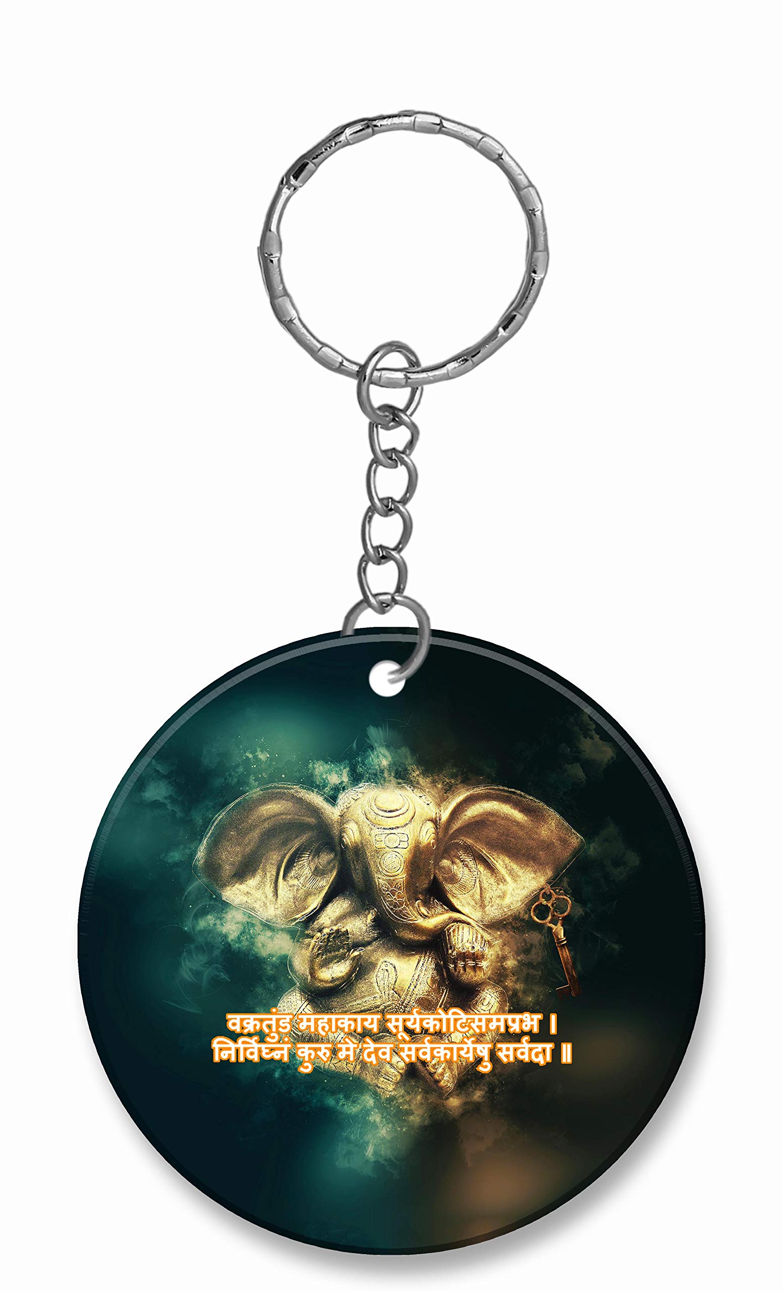 Ggsolution Key Chain | Floral Design Printed | Round Shape Design Printed MDF Key Chain | Floral Keyring GGS-Key Ring-726