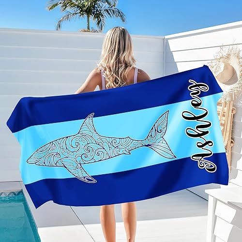 Miniatura 1 de Juantao Toalla de playa personalizada con nombre inicial, secado rápido, sin arena, toalla de playa de microfibra de gran tamaño, para campamento,