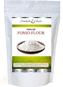 Sankofa Foods Unrefined Fonio Flour| Gluten Free| Non-GMO| Easy to Digest| Low Glycemic Index | High Dietary Fibre| Great Source of Minerals, Vitamins &amp; Amino Acids. .500g