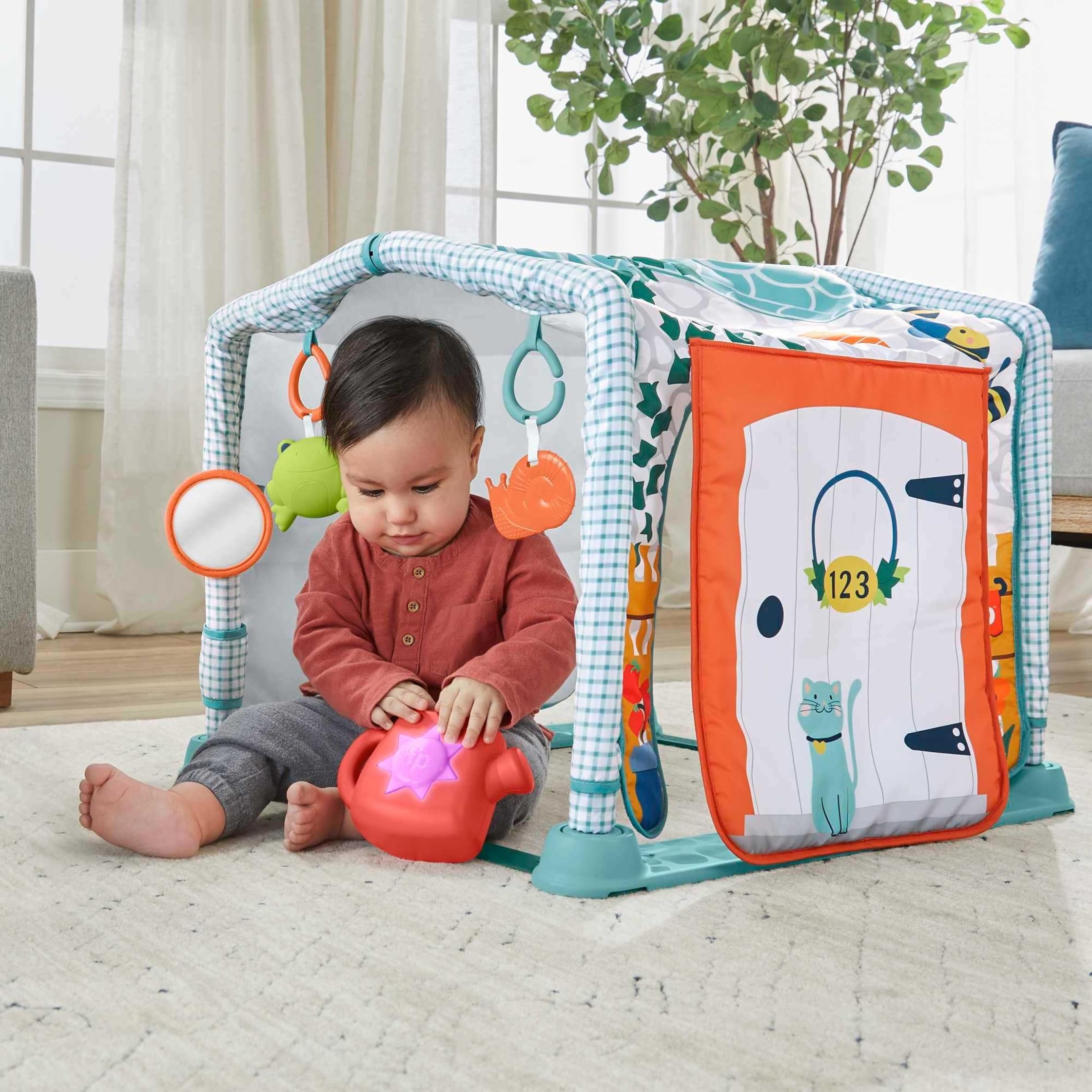 Fisher-Price - Home Sweet Home Cresci con Me 3-in-1, Tappetino Sia per Il Gioco a Pancia in su Che distesi sul pancino, con Tunnel per Gattonare e Giochi, Giocattolo per Bambini 0+ Mesi, HJK45