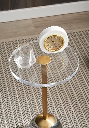 Miniatura 9 de Mesa auxiliar de acrílico transparente, mesa auxiliar para oficina, metal plateado, mesita de noche para sala de estar y dormitorio, fácil montaje,