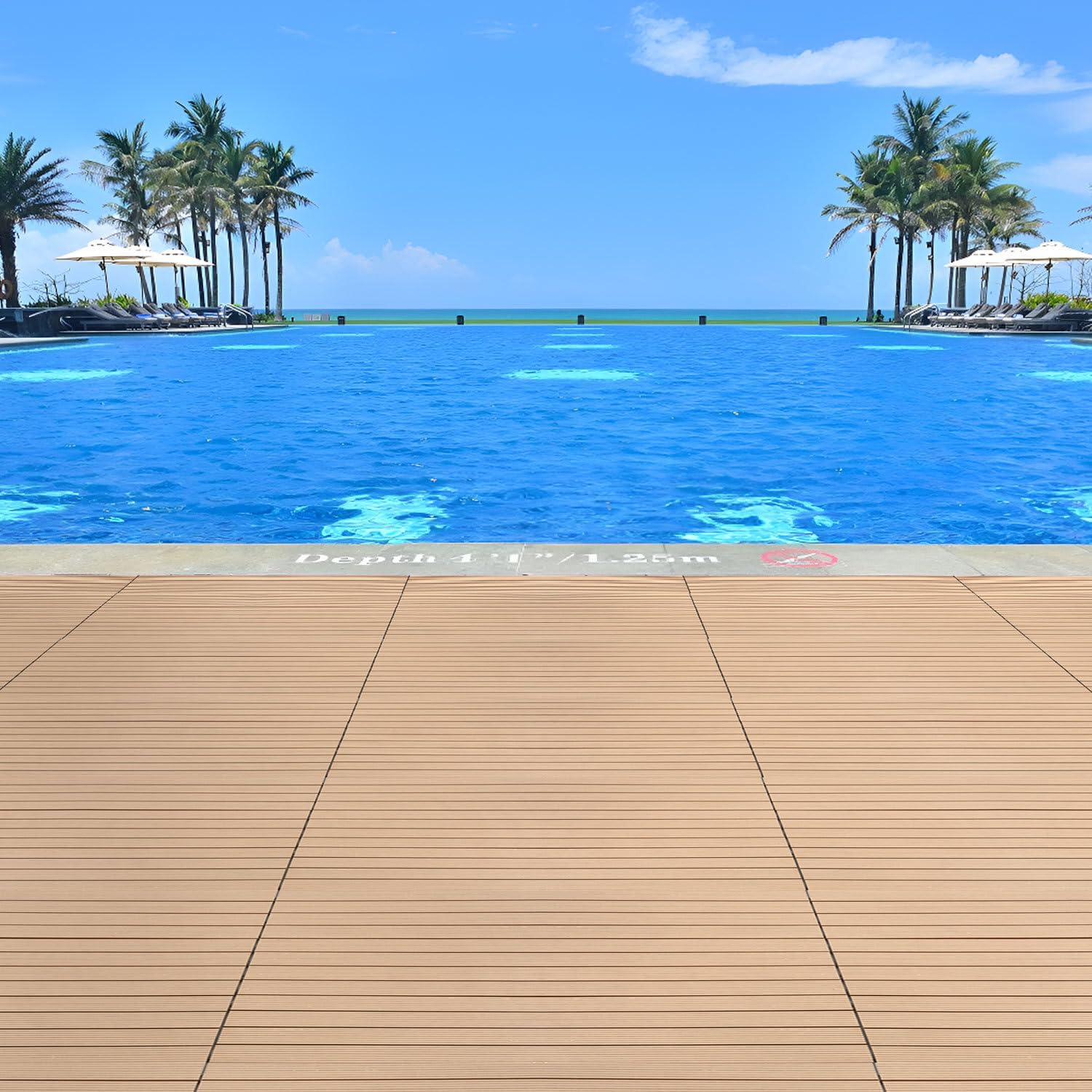 Piastre per terrazze in WPC, 30 x 60 cm, colore teak, 18 pezzi (3 m²) con sistema a clic, adatte all'acqua, effetto legno, facile da pulire, per balcone (piastrelle a scatto in PC)
