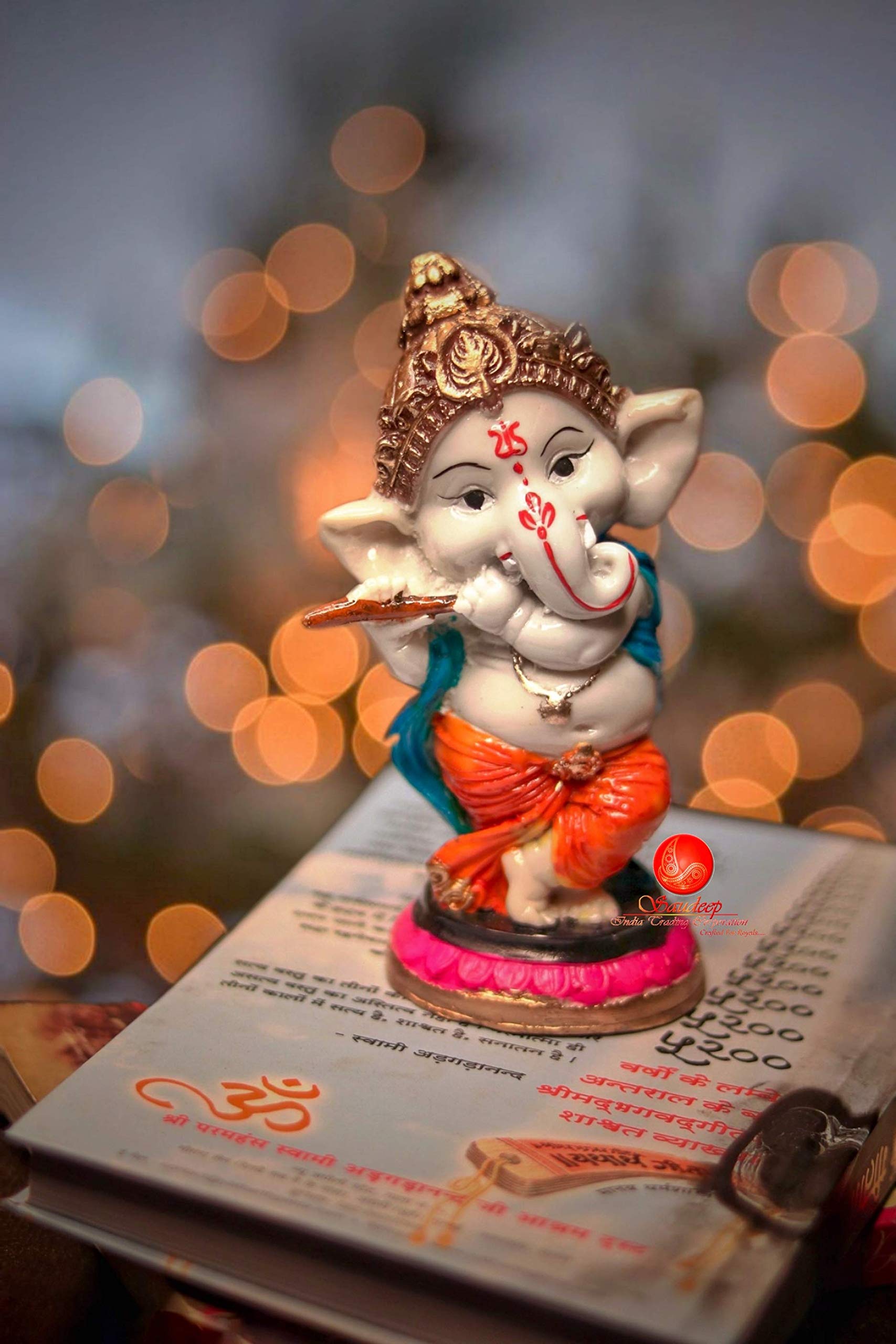 SAUDEEP INDIA Handcrafted Resine Little Ganesh Sculpture | Showpiece for Home & Office Decor (Flute Ganesh) - Image 7 thumbnail