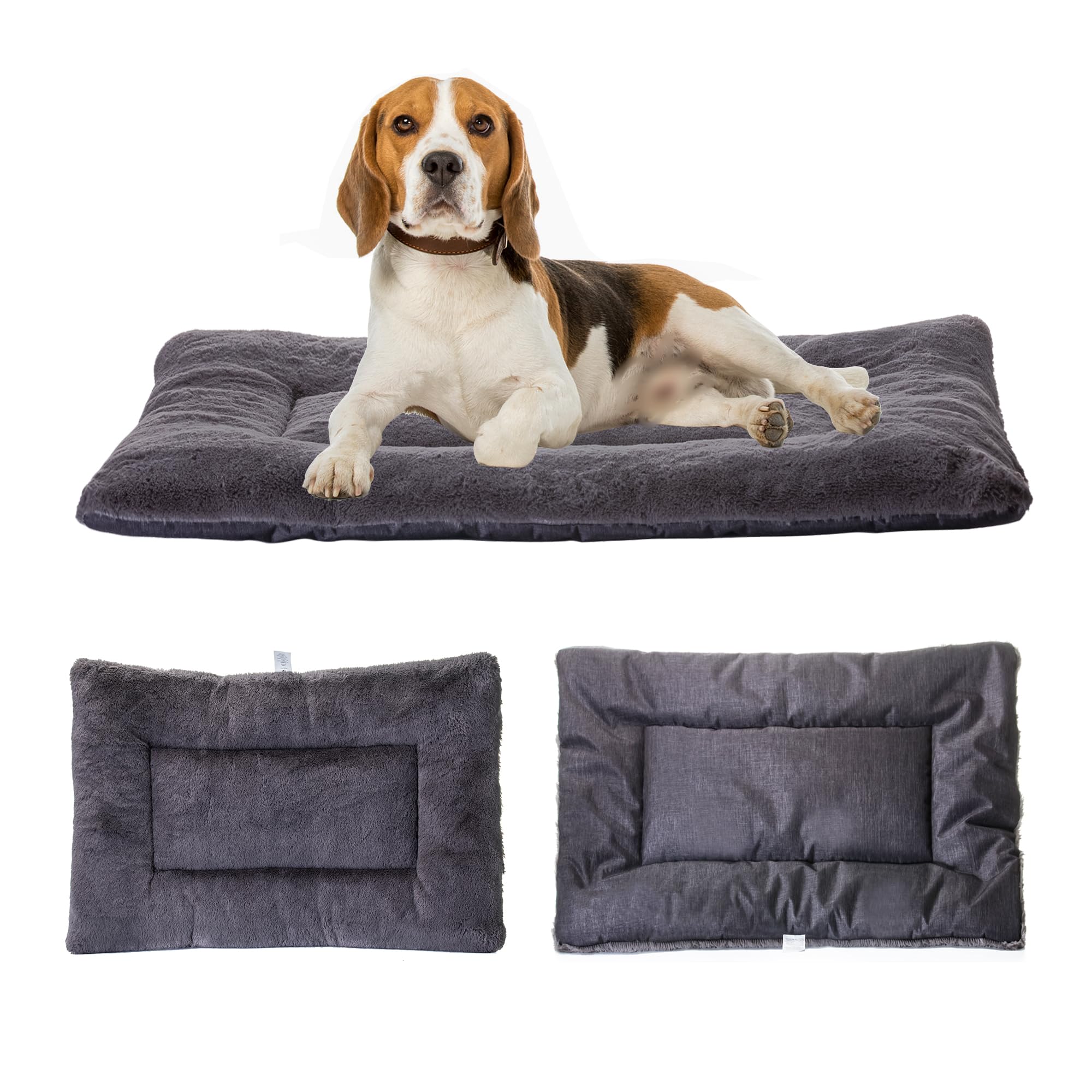 Waschbar Hundematte, Hundedecke Mittel- und Große Hunde 90 x 65 cm, Doppelseitige Hundekissen Katzenbett, Superweiche Hundebett mit wasserabweisender Unterseite für Innen- und Außenbereich