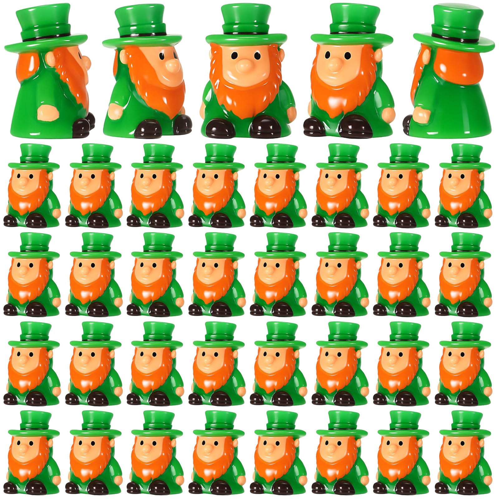 36 Pcs St. Patricks Mini Leprechaun Figurine Bulk Tiny Resin Leprechauns Figurine Toys Gifts Miniature Lucky Irish Pocket Charm St Patricks Day Party Favor Home Table Tiered Tray Decor, 0.98 Inch