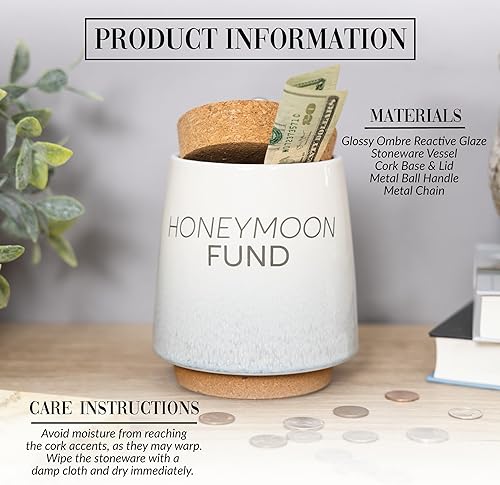Miniatura 2 de Pavilion Gift Company Luna de miel - Caja de ahorros de cerámica de 6.5 pulgadas, gris, beige, marrón