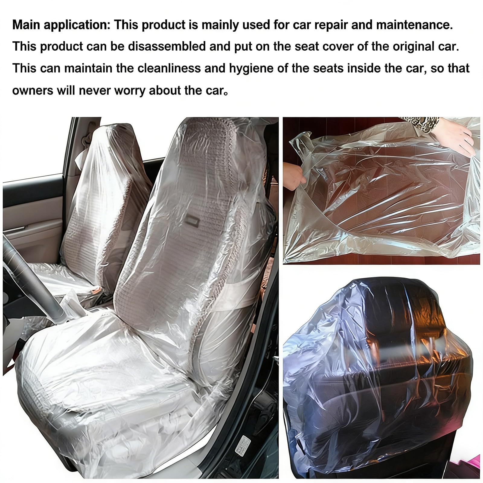 100Pcs Housses De Siège De Voiture Jetables Plastique Clair Universel Protecteur Anti-poussière Avant Jetable Transparent en Plastique pour Auto Camion Bus