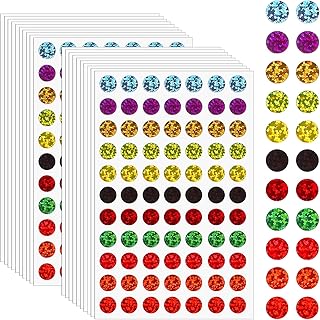 20 Sheets Sparkle Color Coding Labels Shiny Circle Dot Stickers Small Round Dot Stickers 11 Colors Laser Colorful Circle Dot Stickers for Classroom Office DIY (1540 Pcs)