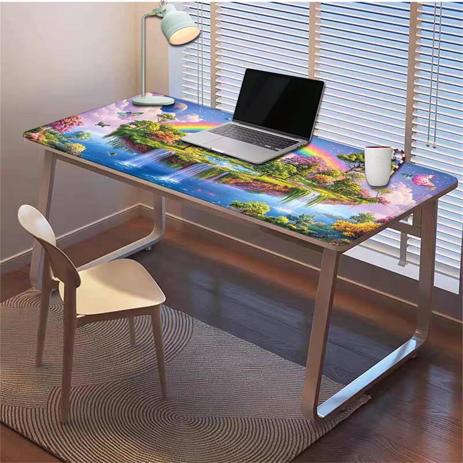 Gamingowa podkładka pod mysz 1200 x 600 x 3 mm, XXL, wodoszczelna, odporna na ścieranie, z przyszytymi krawędziami, niebieska, podkładka na biurko, poprawia prędkość i precyzję pod laptopa, komputer