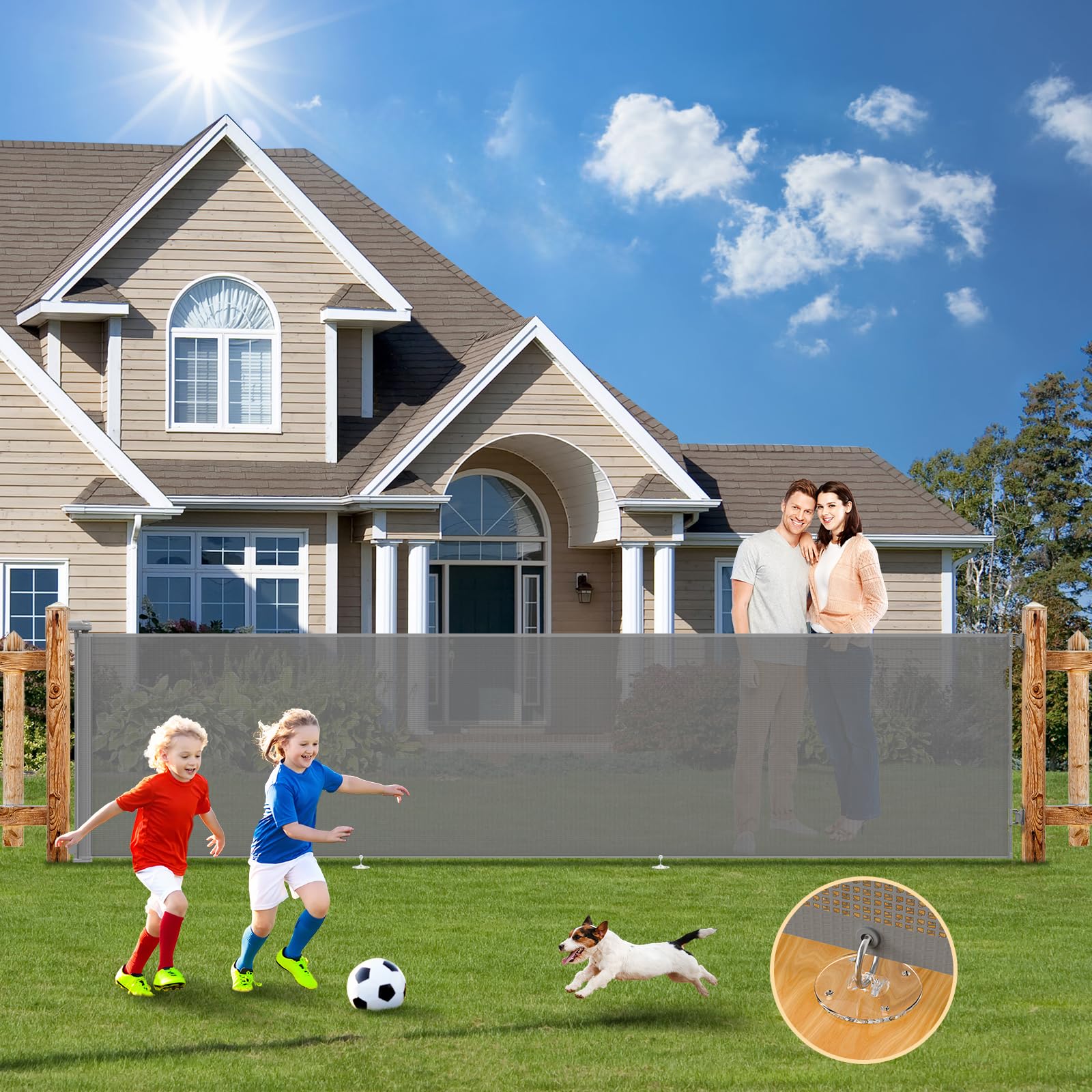 158" Retractable Baby Gate Extra Wide, 34" Tall Mesh Baby Gate, Retractable Safety Gate for Doorways, Stairs, Hallways, Indoor and Outdoor