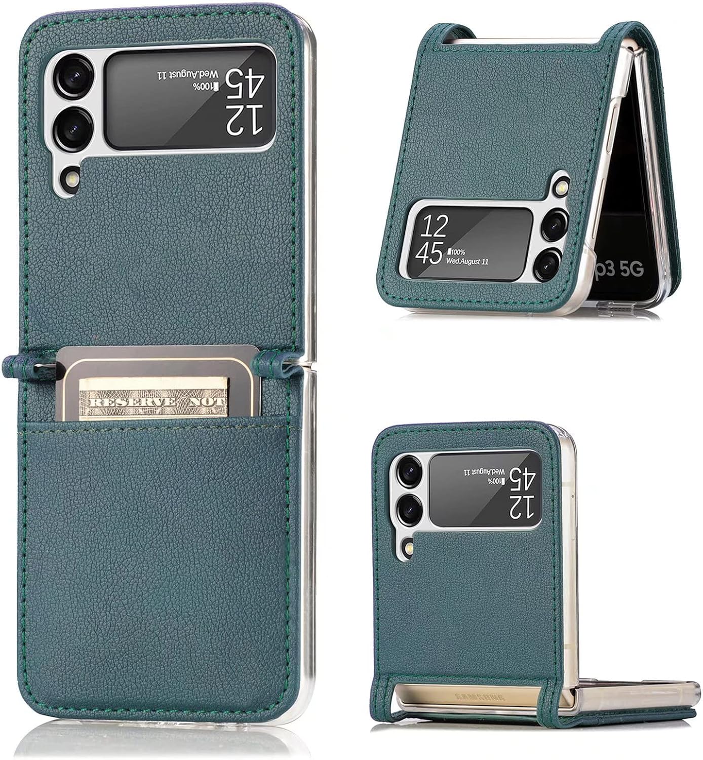 TingYR Case for Samsung Galaxy Z Flip 4, Hybrid PC and Leather