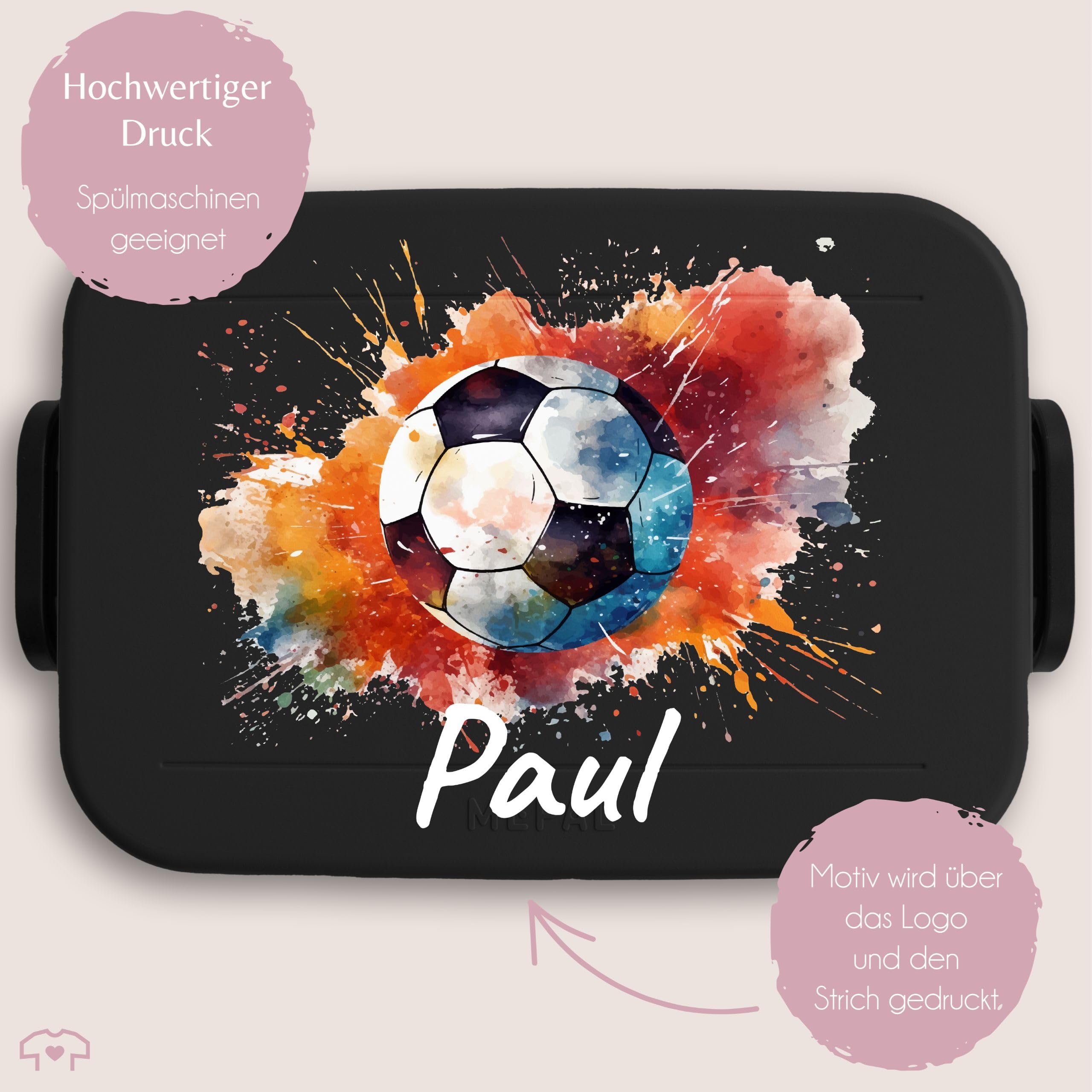Mepal Bentobox Lunchbox – 900 Ml, Mit Fußball-Motiv, 2 Einsätze & Snackgabel, BPA-frei, Spülmaschinengeeignet