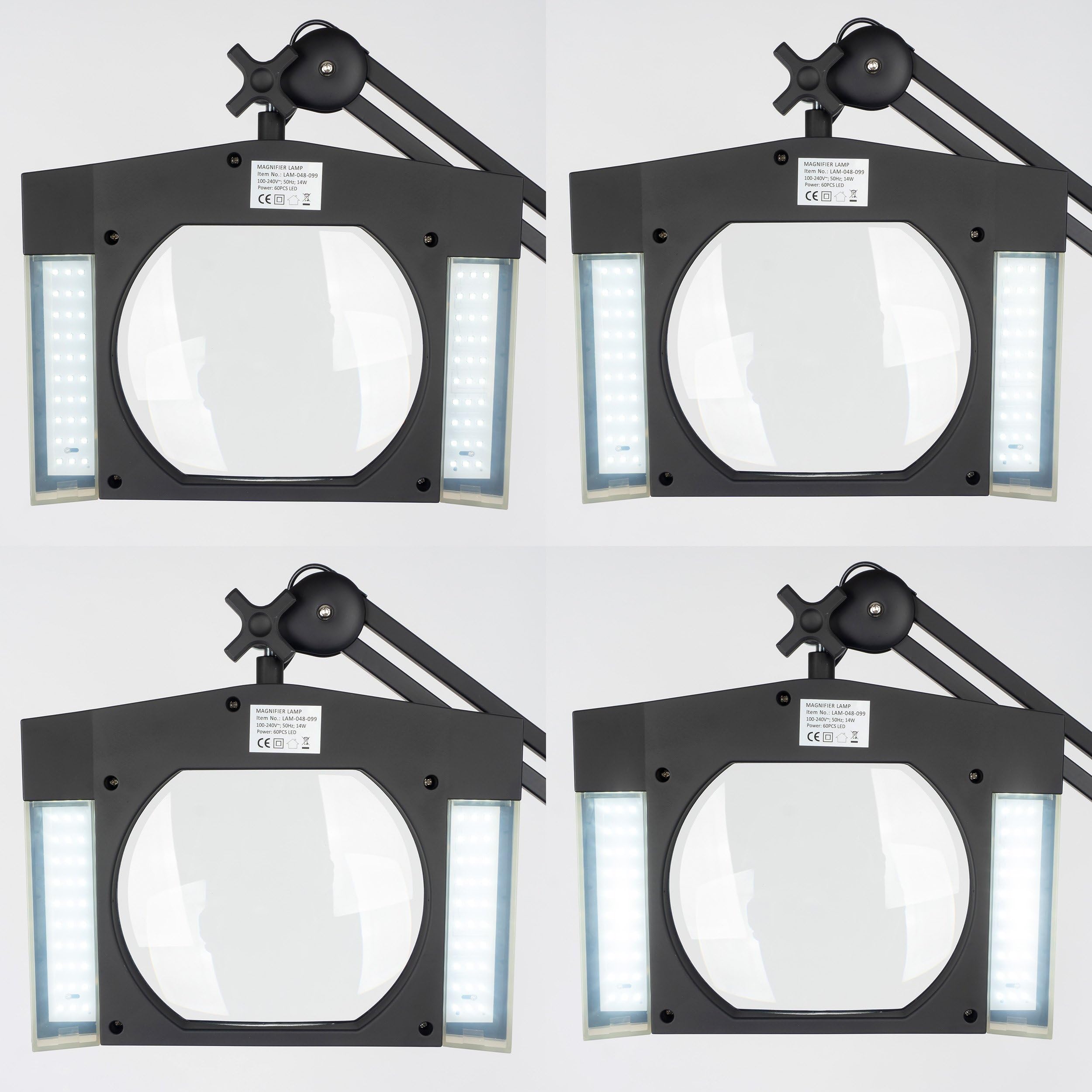 Semplix LED Lupenlampe 3D ESD schwarz mit 60 LEDs und Echtglaslinse | ESD-geschützte LED Lupenlampe mit Echtglaslinse, 60 LEDs, dimmbarem Tageslicht und 1,75-facher Vergrößerung.
