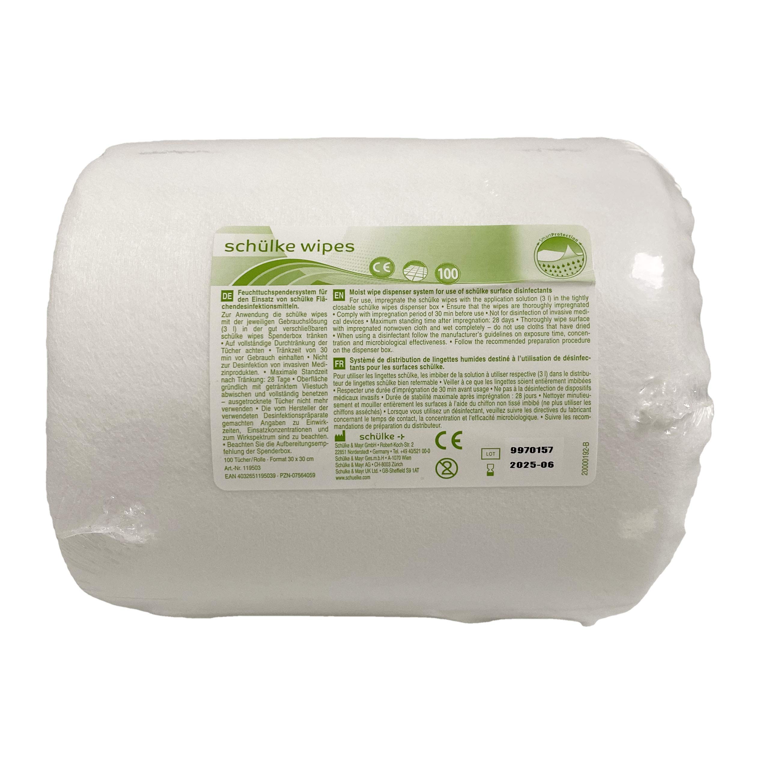 Schülke wipes Desinfektionstücher, trocken (30x30cm) - B08KDQV35S | Karton (6 Rollen)