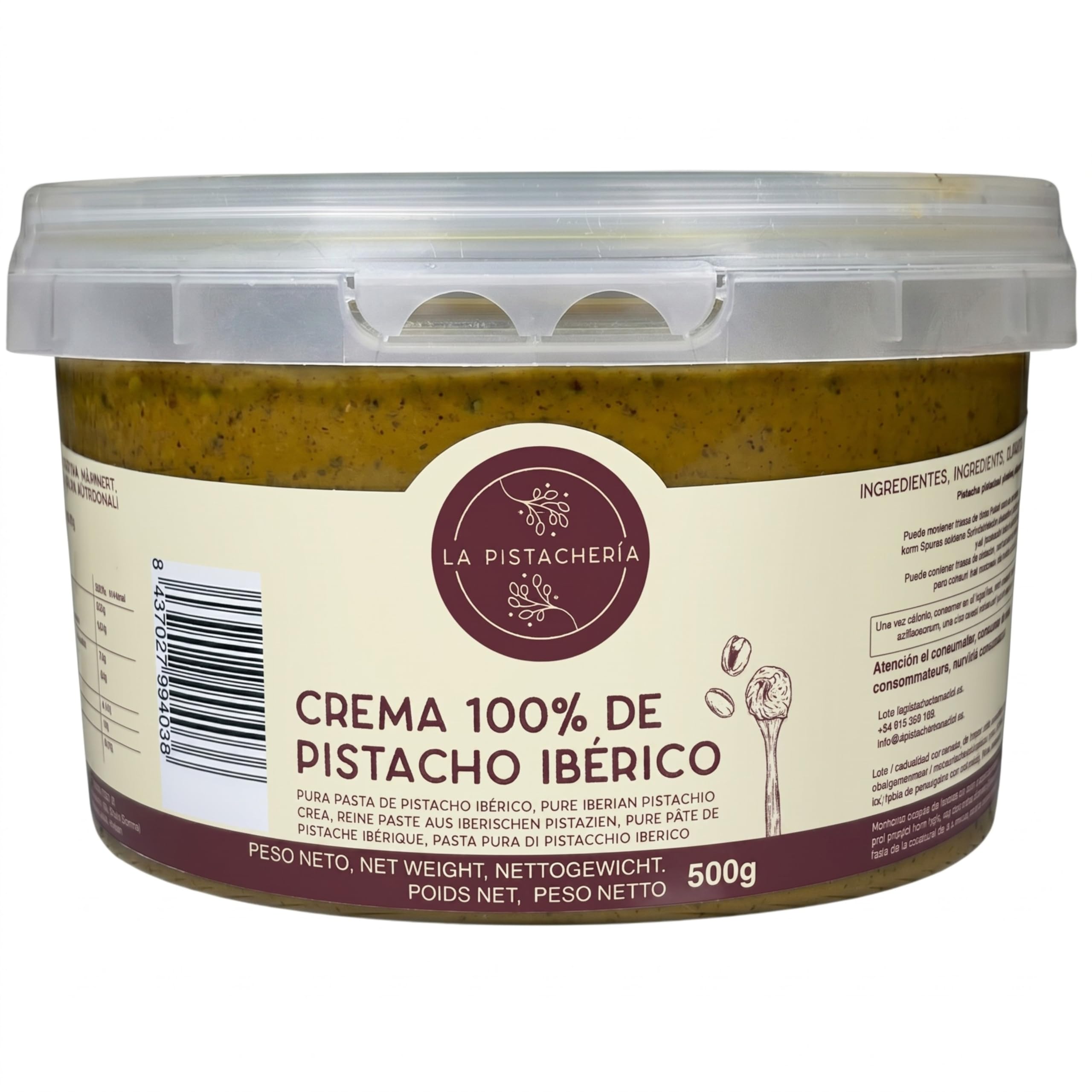 Crema Di Pistacchio 100% Pura Naturale Pasta Di Pistacchio Vegan Senza Zucchero Ideale Per Dolci E Ricette Sane Cremosa Fonte Di Proteine Ed Energia Esperienza Gourmet Autentica (500 gr)