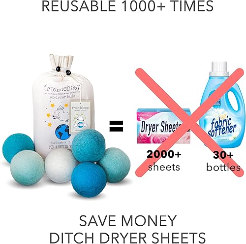 Miniatura 3 de Friendsheep Bolas secadoras de lana, suavizante orgánico reutilizable alternativo para la lavandería, hecho a mano, comercio justo, hipoalergénico,