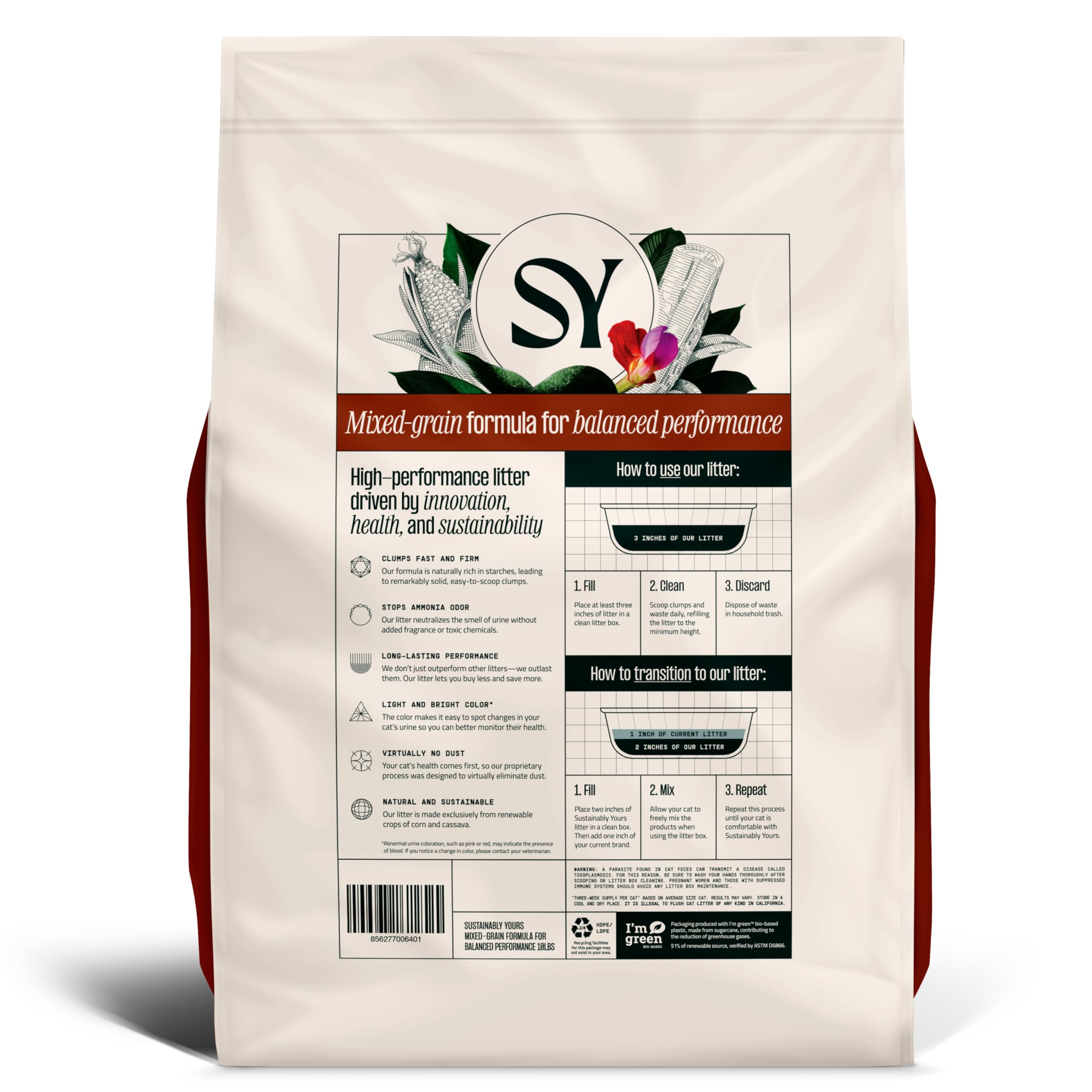 Sustainably Yours Arena Natural para Gatos, multigato, 10 Libras