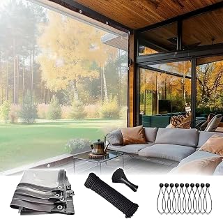 Heavy Duty Clear Vinyl Tarp 5x10 4x23 5x21 8x26 12x16 FT Waterproof Transparent Tarps with Grommets and Reinforced Edges, Outdoor Clear Covers for Greenhouse Patio Chicken Coops(7x11ft)