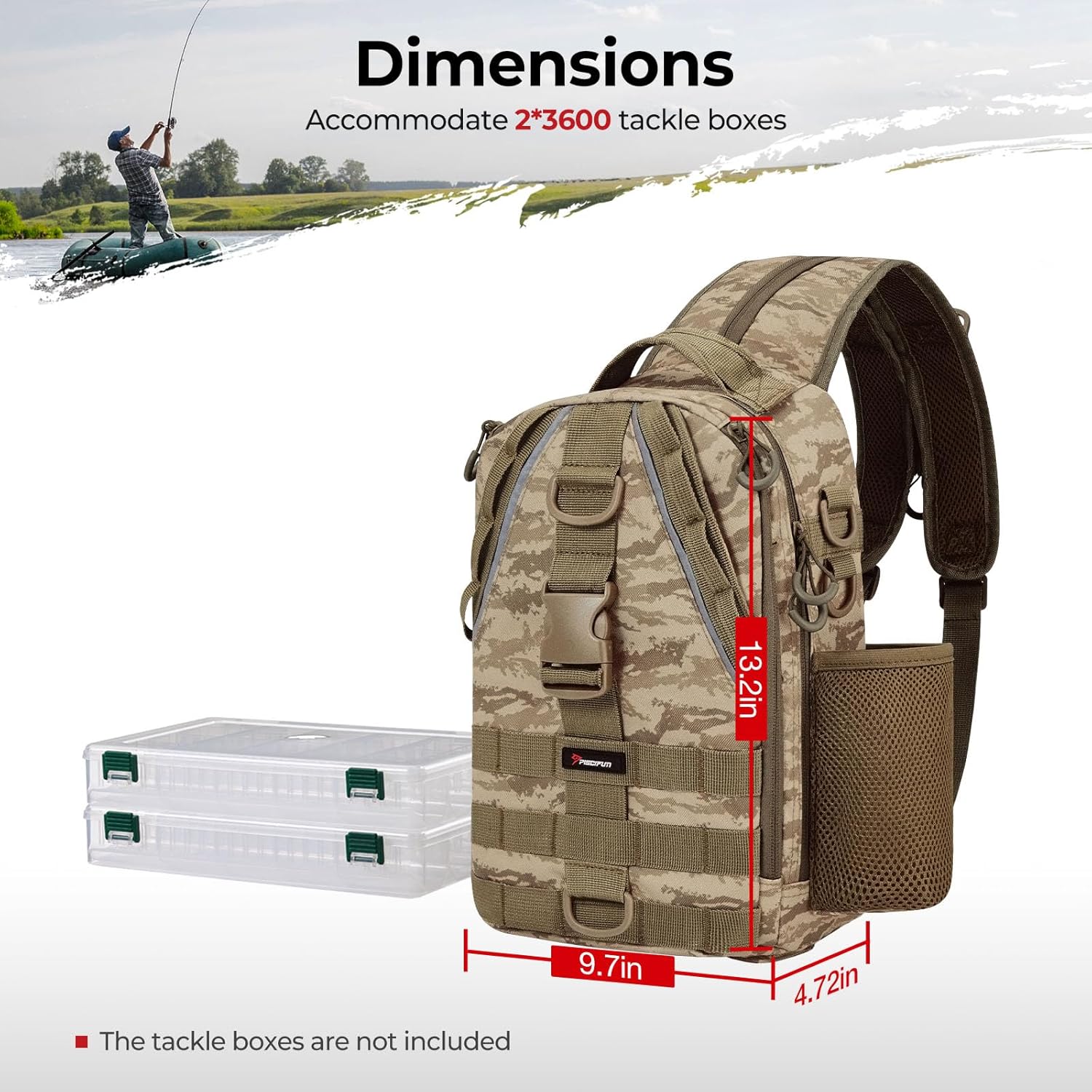 Piscifun Fishing Backpack with Rod Holder, Lightweight Sling Bag Storge Gear and Equipment