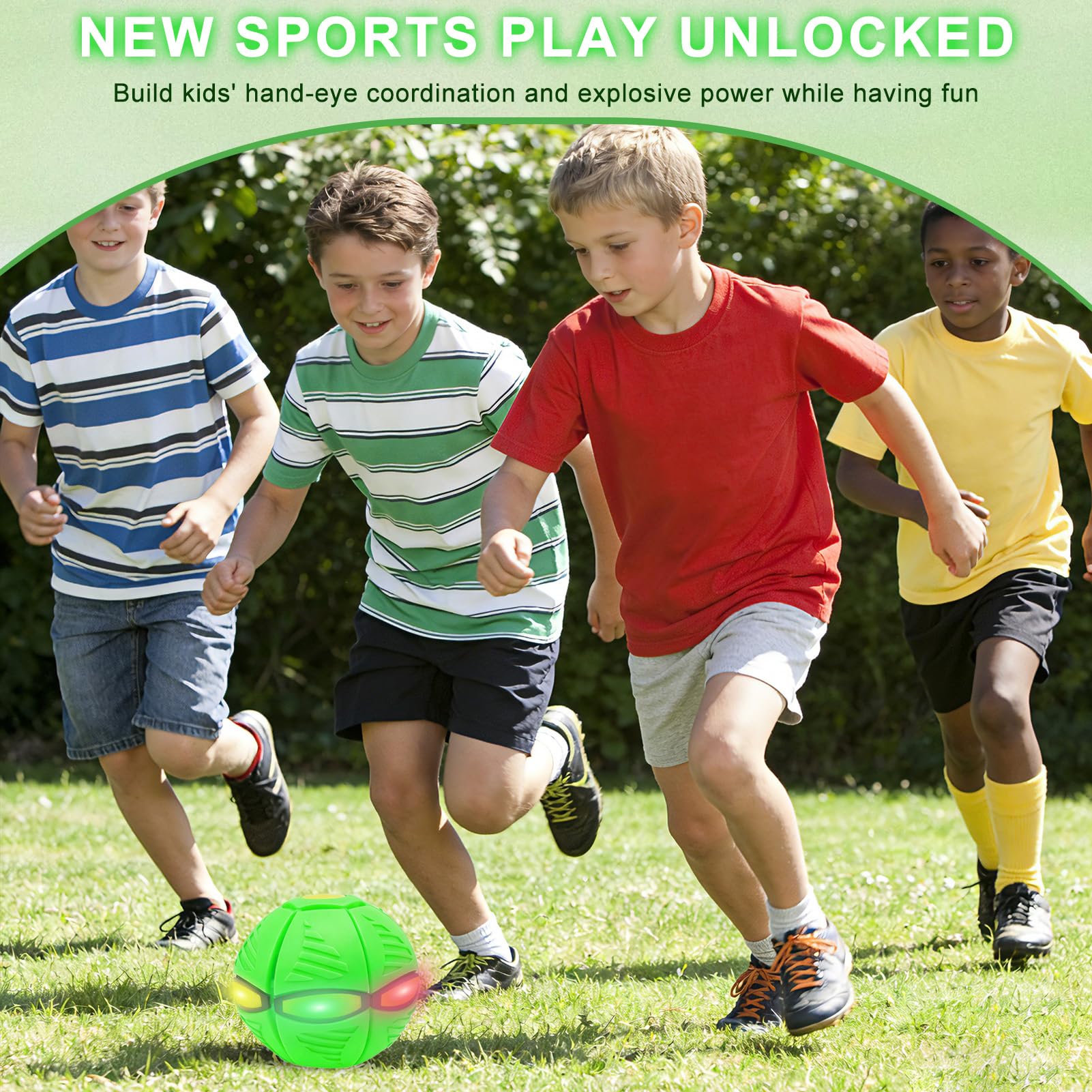 Platillo Volador mágico, Mini Frisbee Transformable en Balón, Flat Ball , Nueva Bola mágica de 2026 con 6 Luces, Bola Voladora, Pelota Voladora para Niños, Regalo Niño Innovador, Juguete para Perros