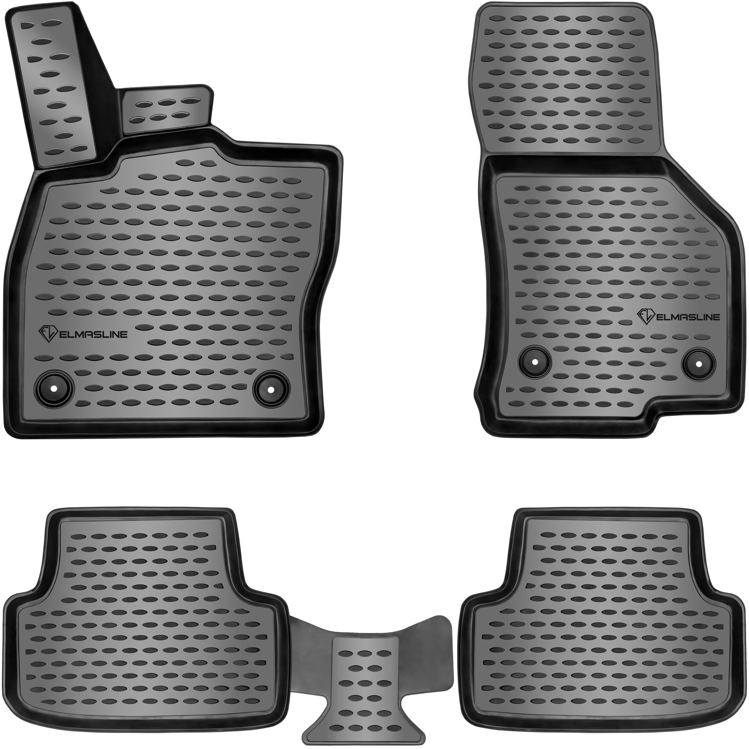 Tappetini Auto ELMASLINE 3D Per Seat Leon 3 (5F) 2012-2020 | Gomma TPE Con Bordi Alti, Antiscivolo E Facili Da Pulire - 4