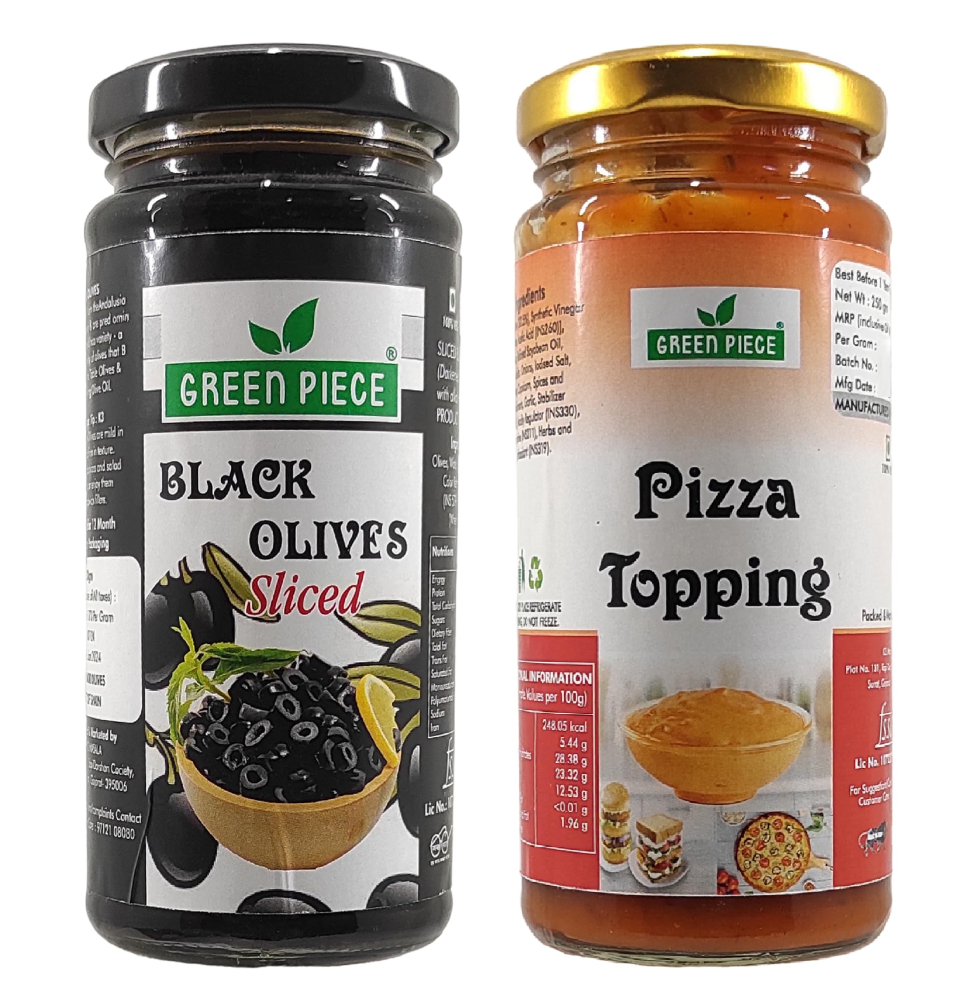 Green Piece Pizza Topping (250gm) and Black olives Sliced (230 gm)(Pack of 2) (480 ml, Pack of 2) (B09QZS78KN) Amazon Price History, Amazon Price Tracker