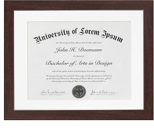 Marco de caoba para documentos, hecho para exhibir documentos de 8.5 in x 11 in con reborde y 11 x 14 in sin reborde. Marco para documentos,