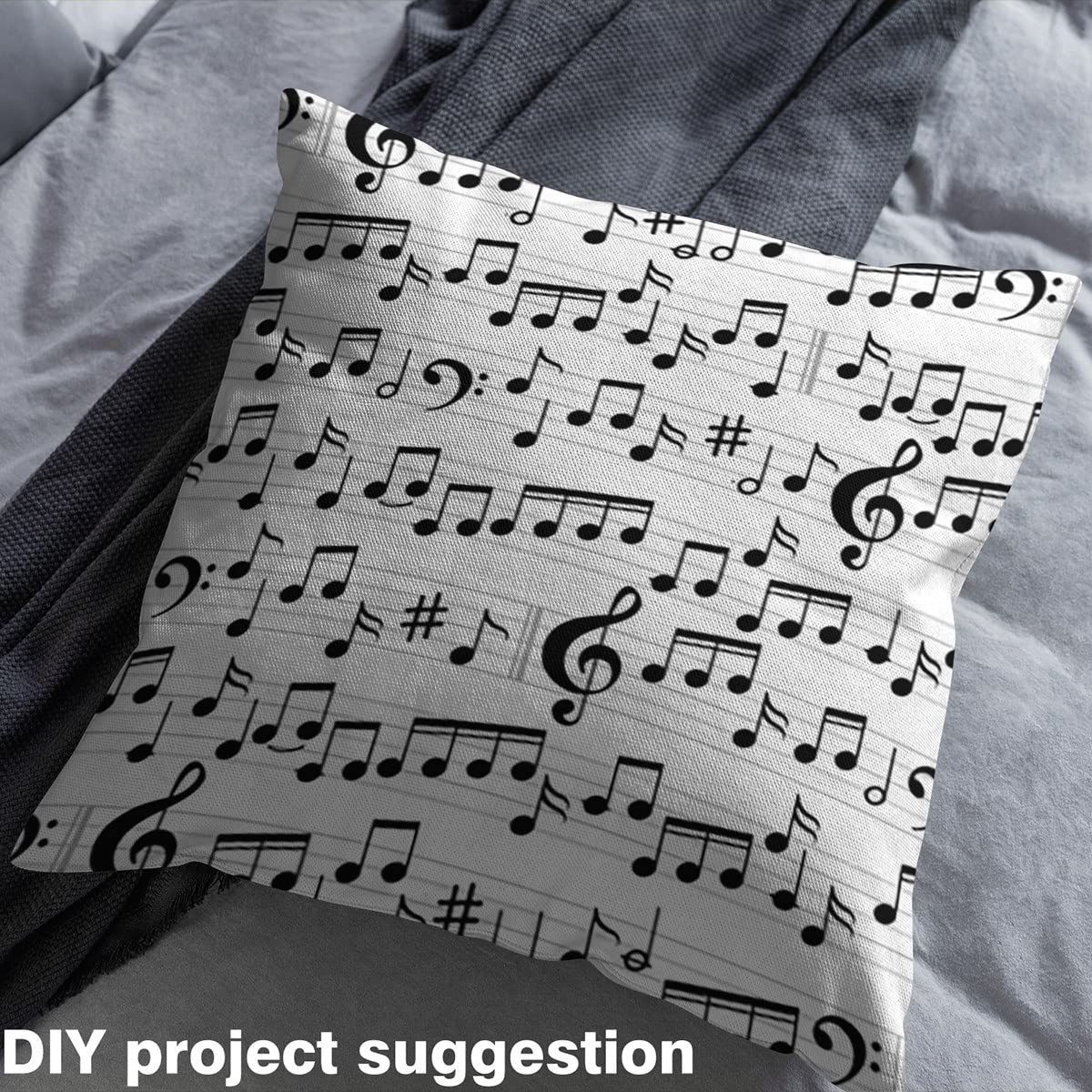 Music Upholstery Fabric by The Yard,Musical Note Outdoor Fabric by The Yard,Abstract Fabric for Upholstery and DIY Projects,2 Yards,(L184*W150cm) Black White - Image 4