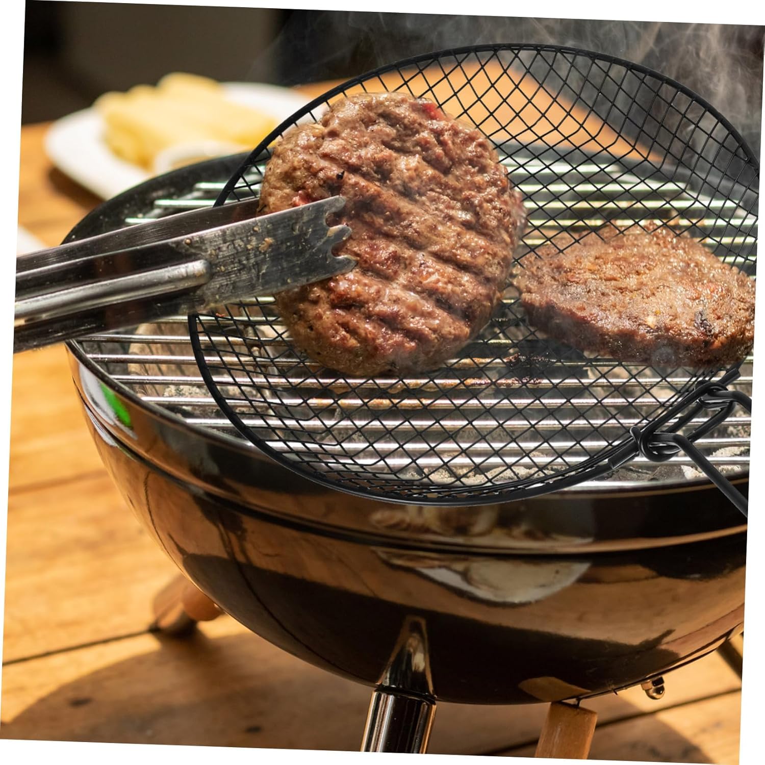 Meat Grill Cookware Folding Baking Basket Bbq Supply Round Shape Easy to Carry Versatile for Outdoor Cooking