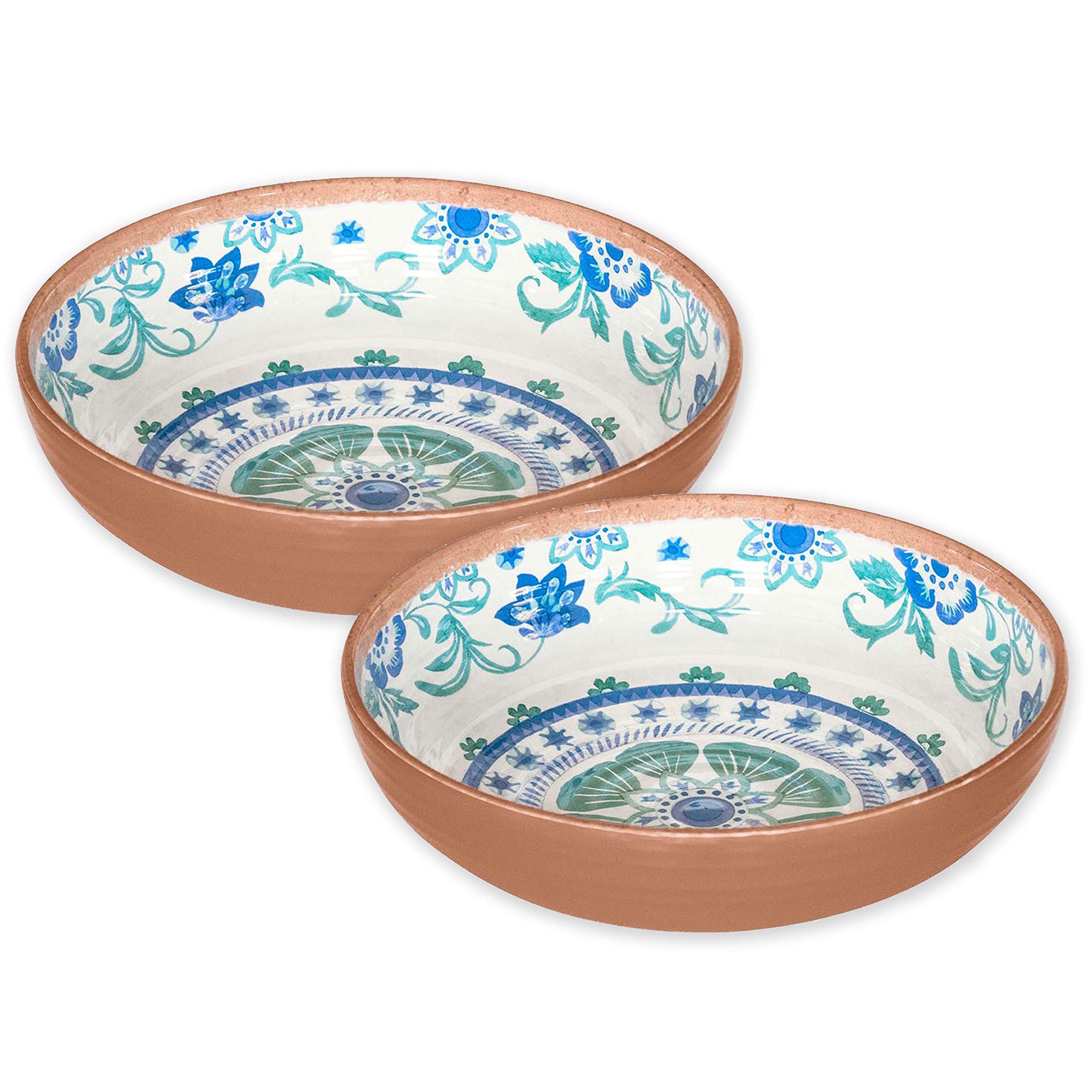Auntie Morags Rio Turquoise Floral Melamine/Plastic/BBQ/Outdoor Bowl Set (2)