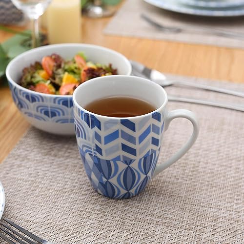 Miniatura 4 de Veweet - Vajilla de porcelana de 16 piezas - Juego de platos con plato extendido, plato de postre, plato hondo y taza - para fiestas, banquetes,