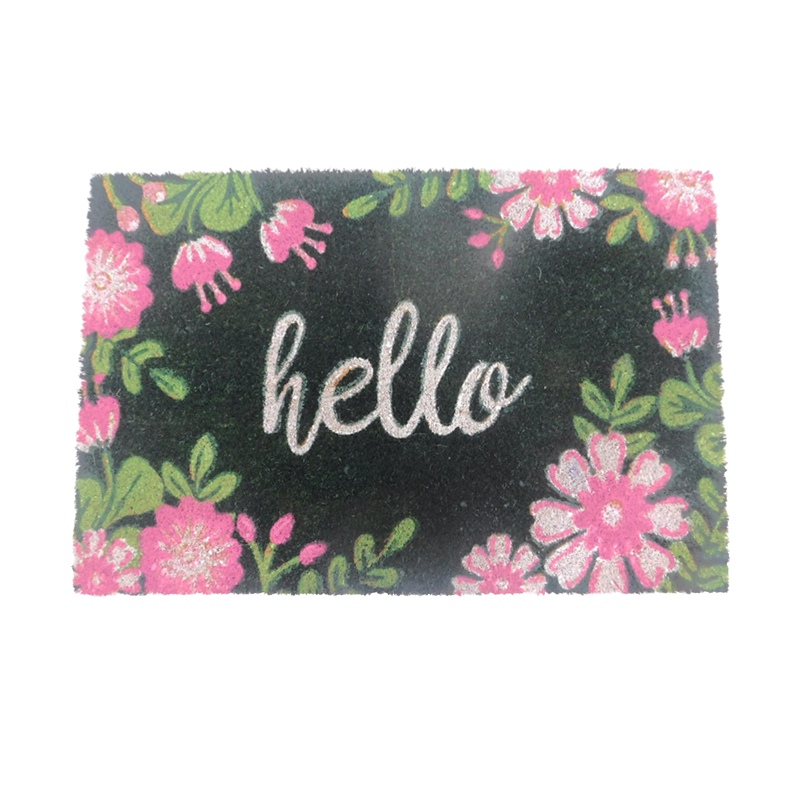 Paillasson coco extérieur Hello idéal pour garder votre maison propre en automne