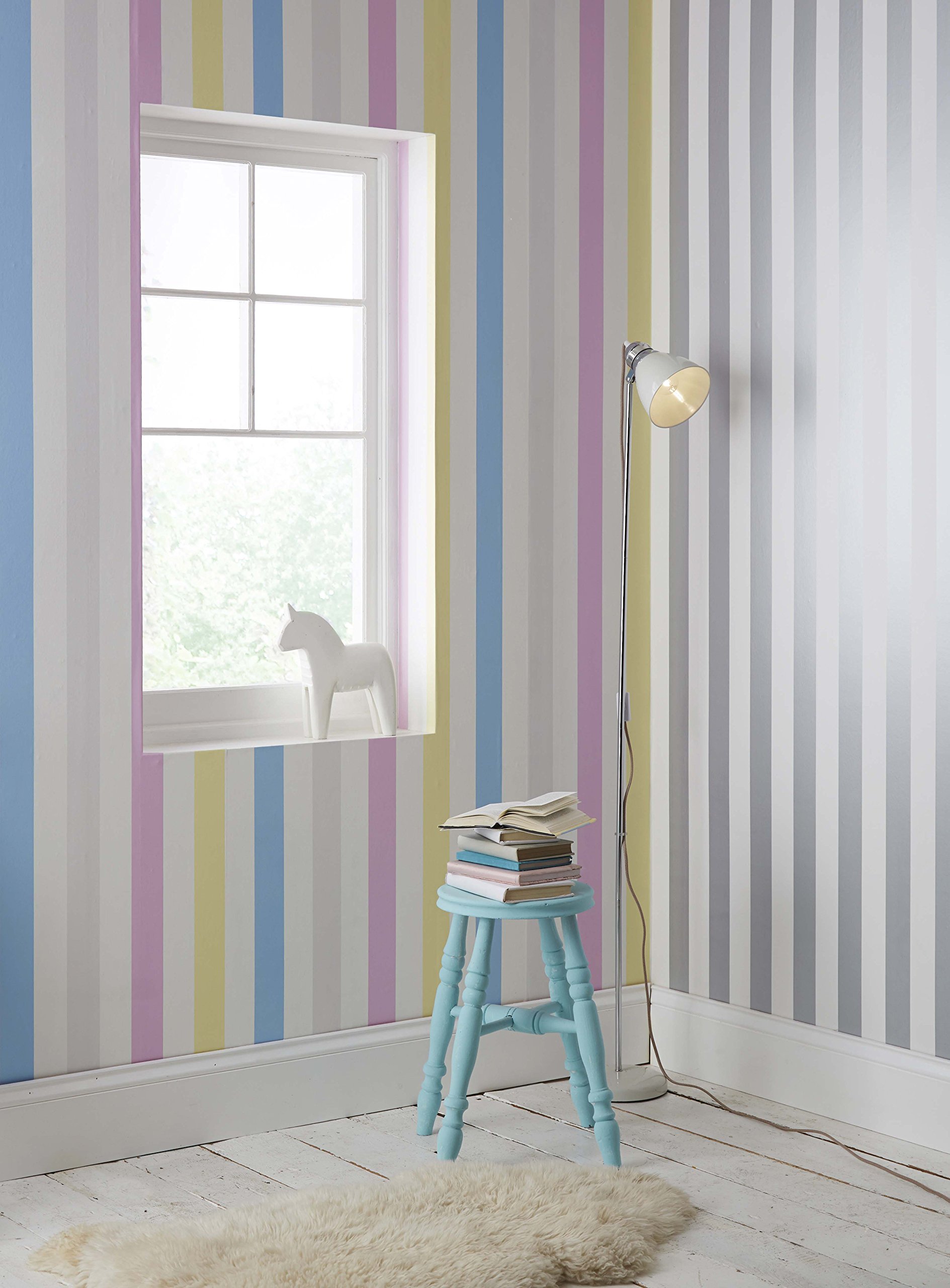 Superfresco Easy Stripe Silver Wallpaper - Metallic Effect - Paste The Wall - 53cm x 10.05m Roll