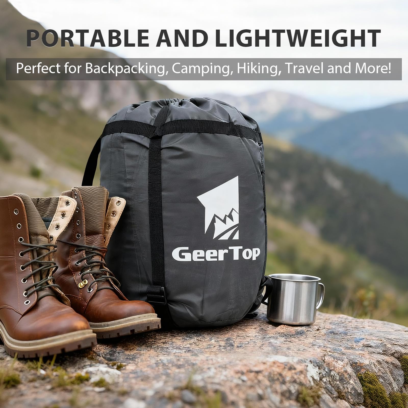 GEERTOP Sac de couchage double pour 2 personnes - Pour adultes - Pour le camping, le tourisme et la randonnée - Avec deux taies d'oreiller et couettes