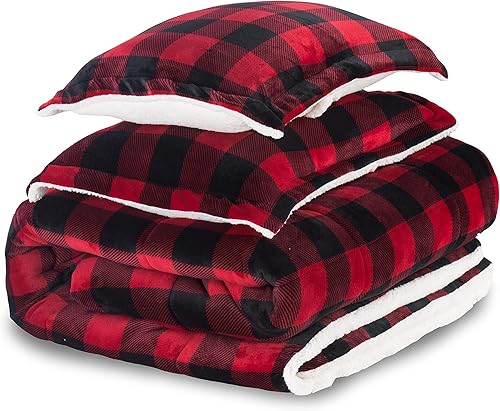 Miniatura 7 de Elegant Comfort Softest - Juego de edredón de 3 piezas de microvisón reversible con respaldo de sherpa y microgamuza de alta calidad, tamaño Queen,