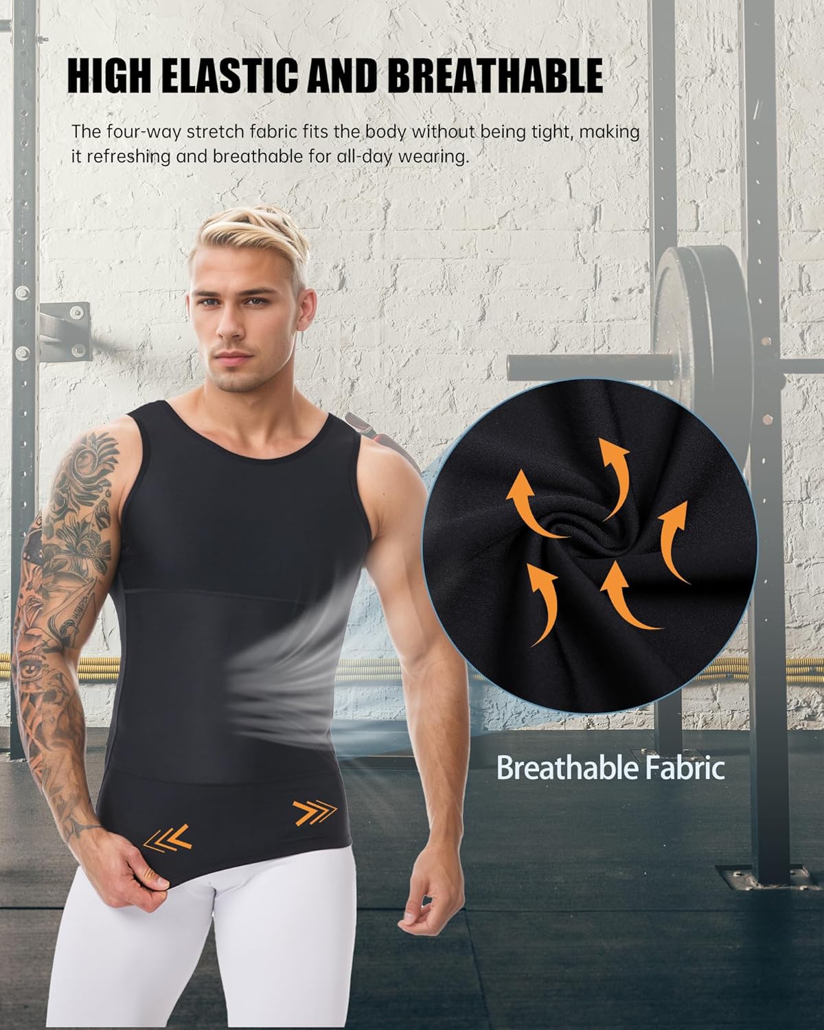 Men's Compression Tank Top Slimming Shapewear Undershirt Body Shaper Gynecomastia Tummy Control Abdomen Shirt - Image 4