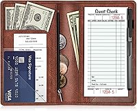 Vista 10 de Libreta organizadora para meseros Fintie con bolsillo con cremallera, de piel sintética para restaurante, tarjetero para presentadores de cheques