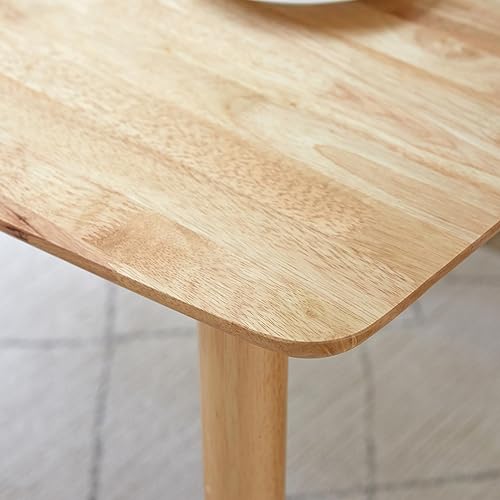 Miniatura 9 de Livinia Aslan Mesa de comedor rectangular de madera de roble malayo de 59 pulgadas, escritorio grande de cocina de madera maciza (roble natural)